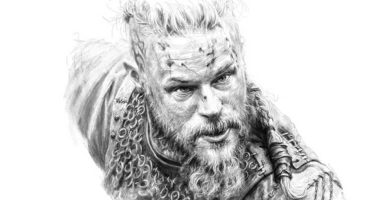 Tatuaje vikingo de Ragnar en blanco y negro tatuajes vikingos